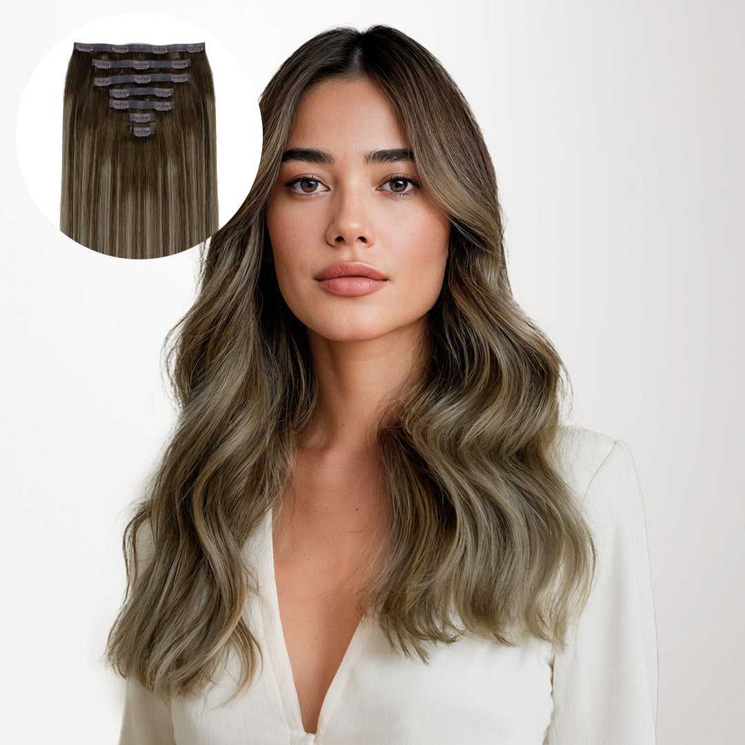 Honey Blonde Balayage (4/26/4) Seamless Clip-Ins [Clearance]_100% Remy Human Hair.