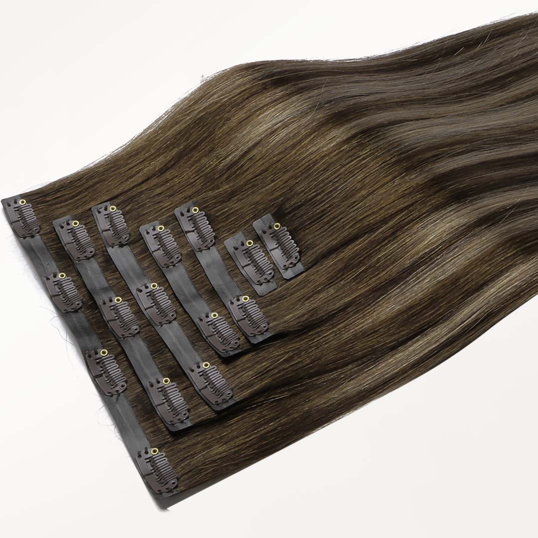 Honey Blonde Balayage (4/26/4) Seamless Clip-Ins [Clearance]_100% Remy Human Hair.