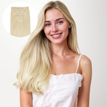 Platinum Blonde (60A) Seamless Clip-Ins (130g-150g) – 100% Remy Human Hair by GOO GOO Hair.
