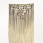 Platinum Blonde Balayage (17/22/60) Seamless Clip-Ins [Clearance]_100% Remy Human Hair.
