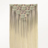 Platinum Blonde Balayage (17/22/60) Seamless Clip-Ins [Clearance]_100% Remy Human Hair.
