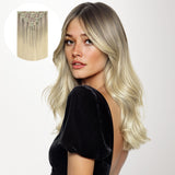 Platinum Blonde Balayage (17/22/60) Seamless Clip-Ins [Clearance]_100% Remy Human Hair.
