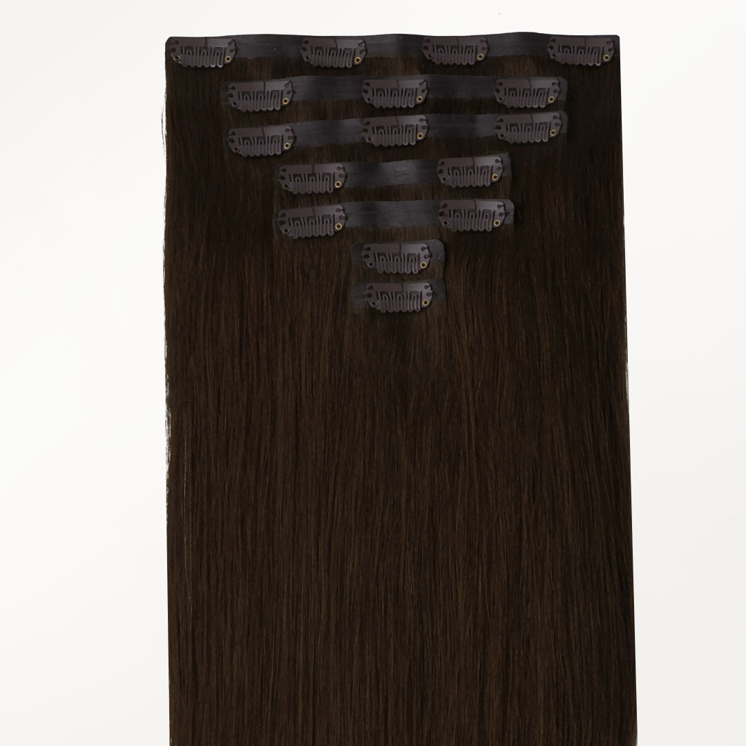 Chocolate Brown (4A) Seamless Clip-Ins [Clearance]_100% Remy Human Hair.