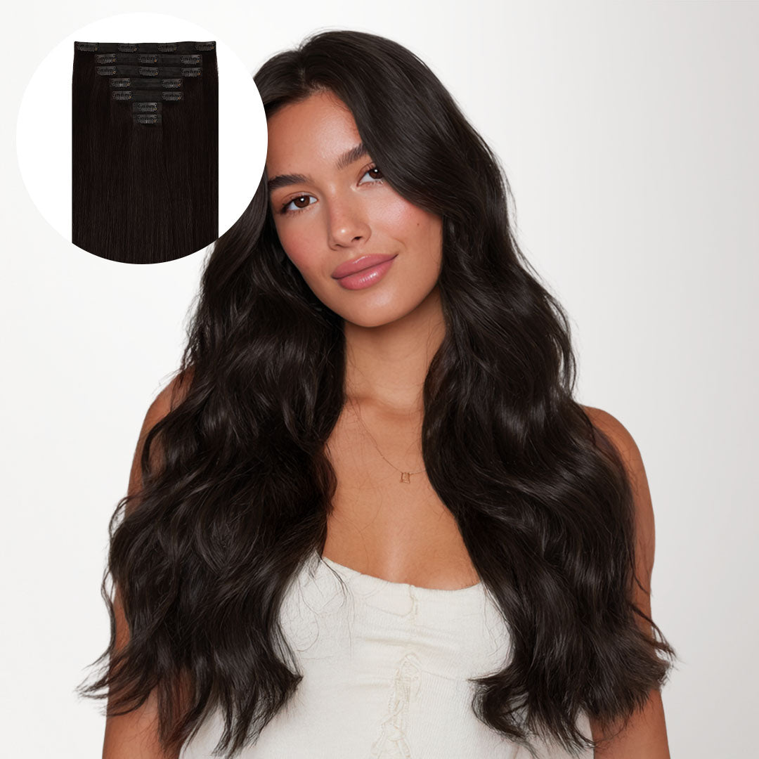 Dark Brown (2) Seamless Clip-Ins [Clearance]_100% Remy Human Hair.