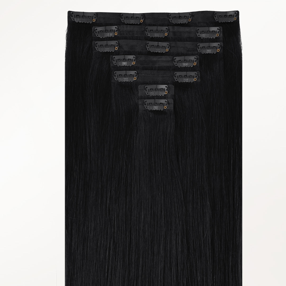 Jet Black (1) Seamless Clip-Ins [Clearance]_100% Remy Human Hair.