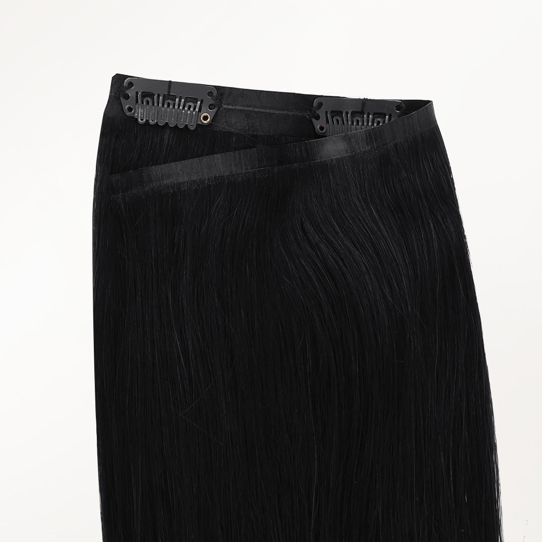 Jet Black (1) Seamless Clip-Ins [Clearance]_100% Remy Human Hair.