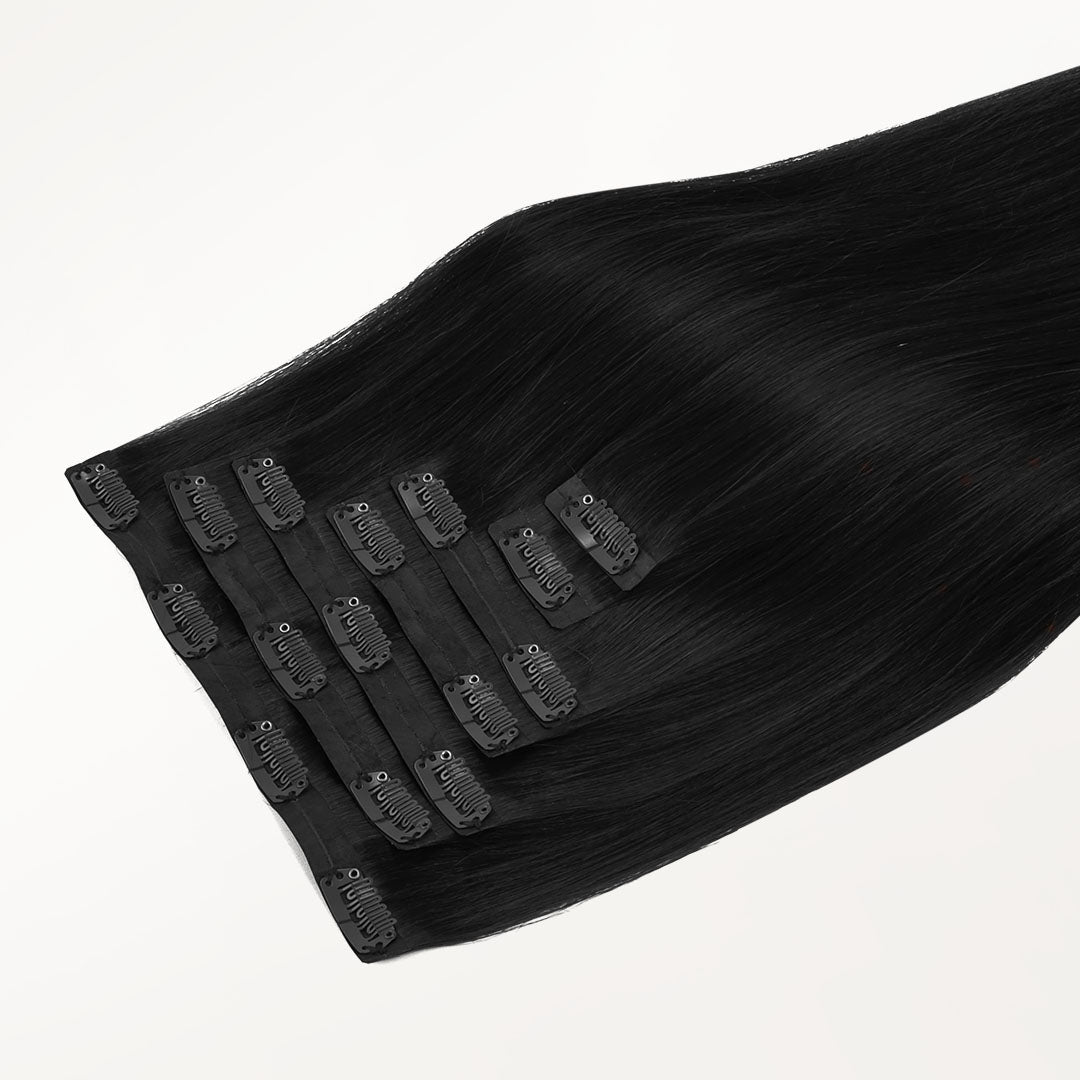 Jet Black (1) Seamless Clip-Ins [Clearance]_100% Remy Human Hair.