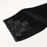 Jet Black (1) Seamless Clip-Ins [Clearance]_100% Remy Human Hair.