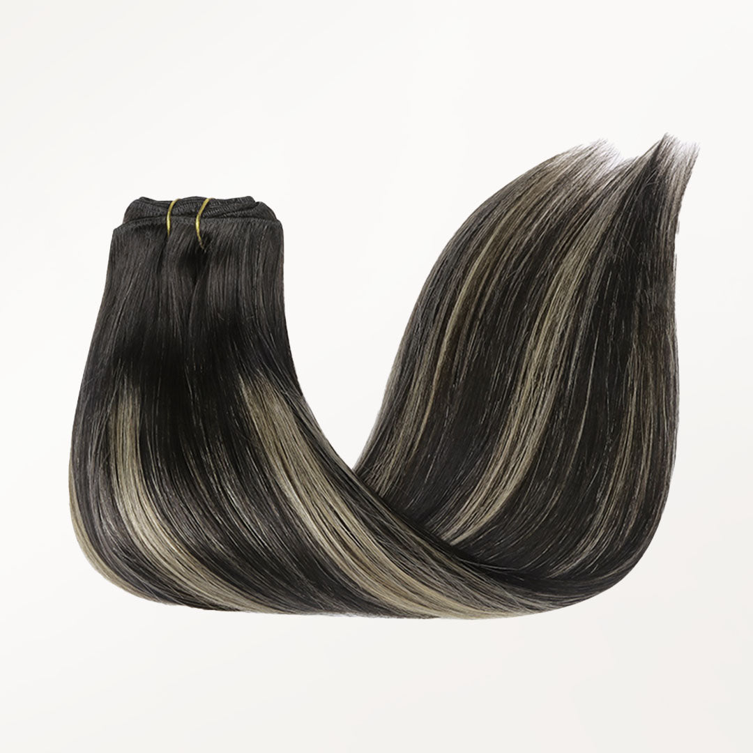 Black to Light Blonde Balayage (1B/19/1B) Classic Clip-Ins (150g-170g)_100% Remy Human Hair.