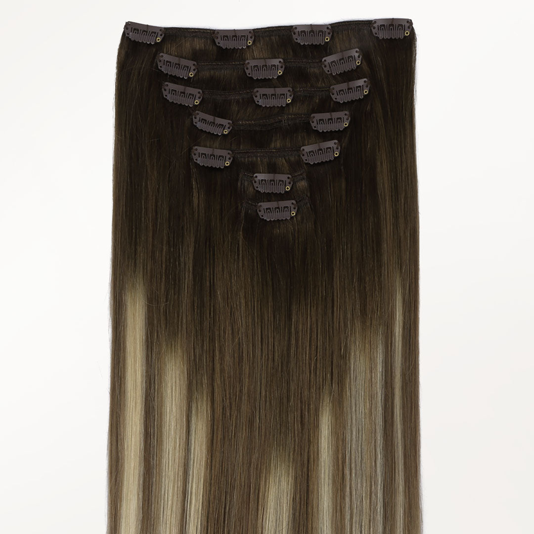 Bleach Blonde Balayage (3/8/613) Thick Classic Clip-Ins (150g-170g) [Clearance]_100% Remy Human Hair.