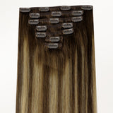 Caramel Blonde Balayage (4/27/4) Thick Clip-Ins Set_100% Remy Human Hair.