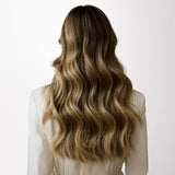 Caramel Blonde Balayage (4/27/4) Thick Clip-Ins Set_100% Remy Human Hair.