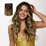 Caramel Blonde Balayage (4/27/4) Classic Clip-Ins (150g-170g) [Clearance]_100% Remy Human Hair.