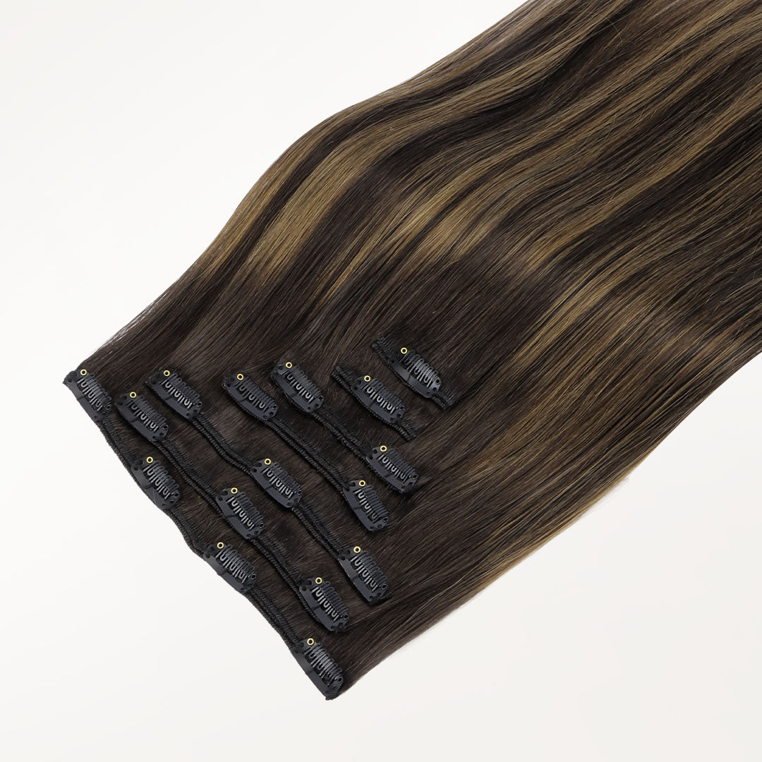 Dark Brown Balayage (2/6/2) Thick Clip-Ins Set_100% Remy Human Hair.