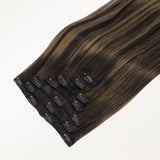 Dark Brown Balayage (2/6/2) Thick Clip-Ins Set_100% Remy Human Hair.