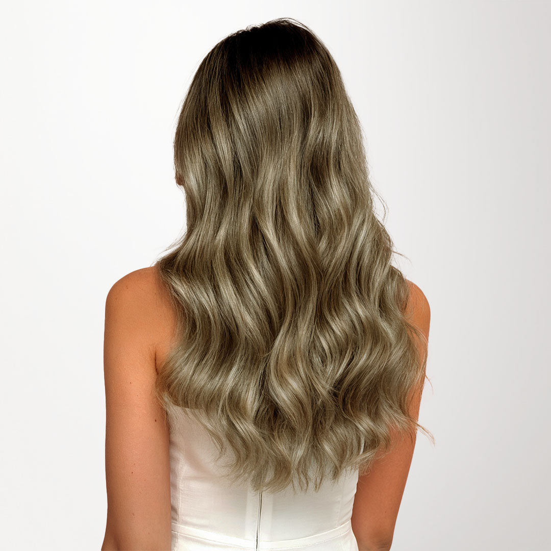 Golden Blonde Highlights (8B/60B) Thick Clip-Ins Set_100% Remy Human Hair.