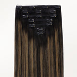 Natural Black Balayage (1B/6/1B) Classic Clip-Ins (150g-170g)-100% Remy Human Hair.