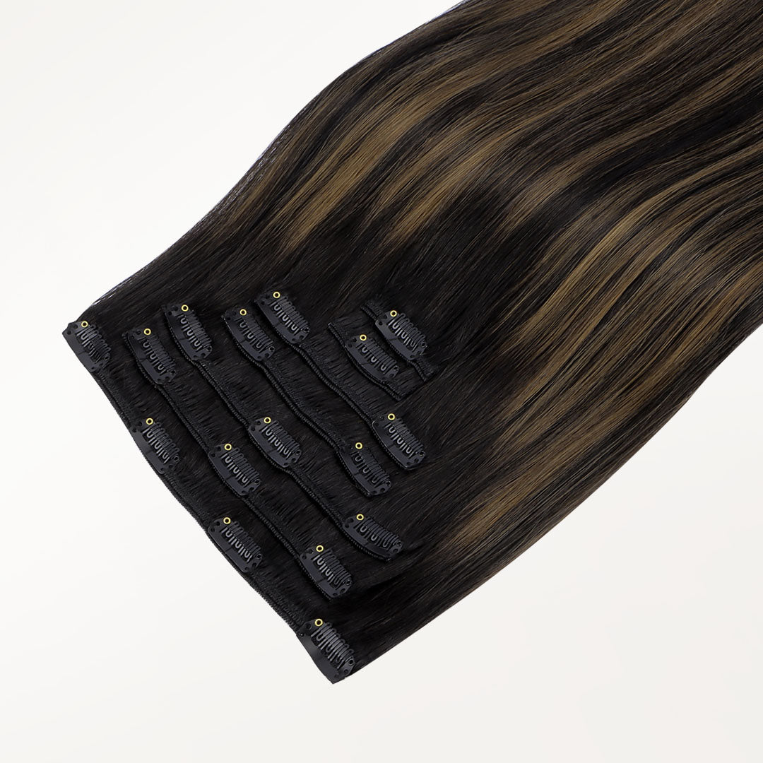 Natural Black Balayage (1B/6/1B) Classic Clip-Ins (150g-170g)-100% Remy Human Hair.