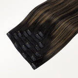 Natural Black Balayage (1B/6/1B) Classic Clip-Ins (150g-170g)-100% Remy Human Hair.