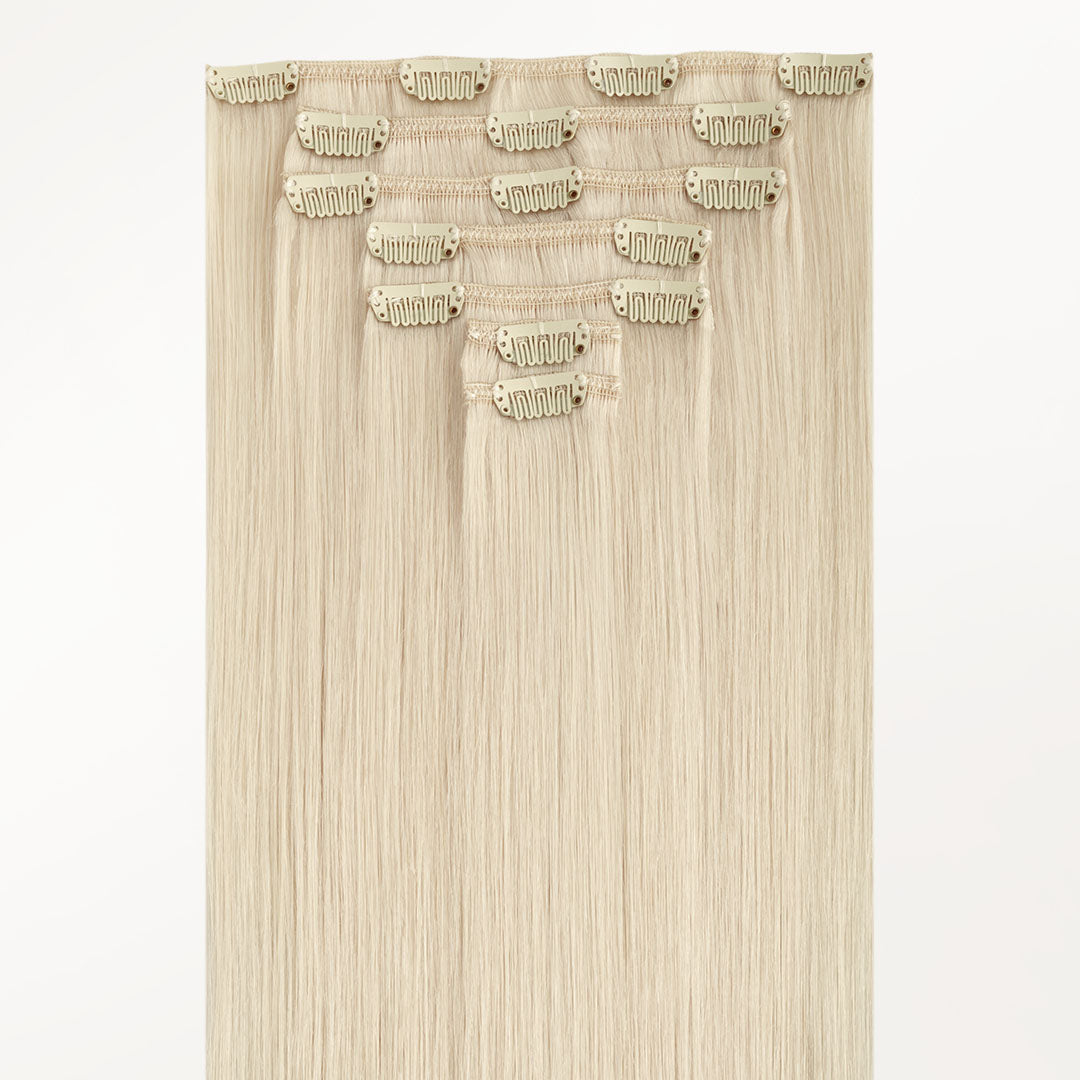 Platinum Blonde (60A) Thick Clip-Ins Set_100% Remy Human Hair.