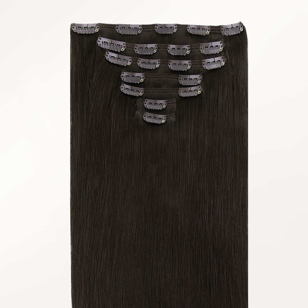 Dark Brown (2) Thick Clip-Ins Set_100% Remy Human Hair.