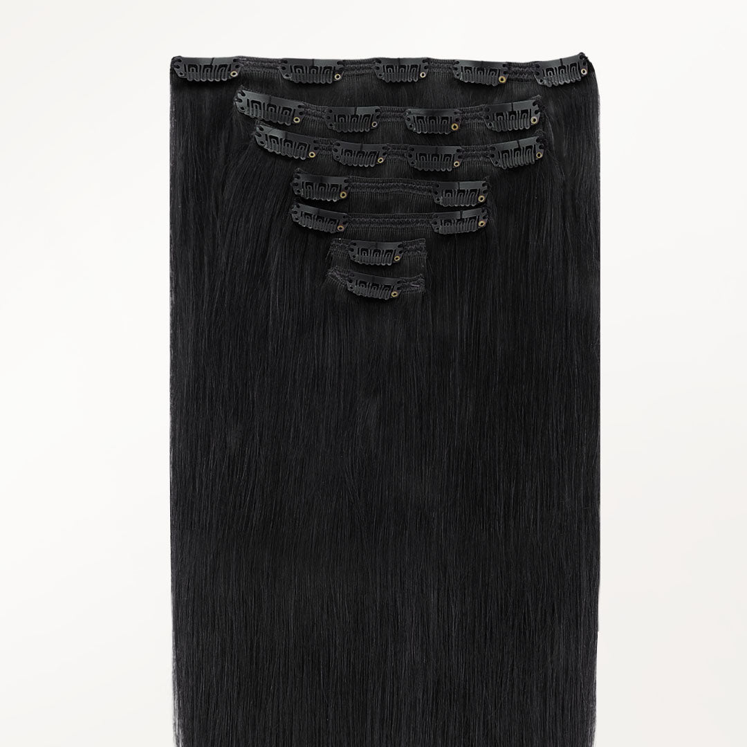 Jet Black (1) Thick Classic Clip-Ins 150g [Clearance]_100% Remy Human Hair.