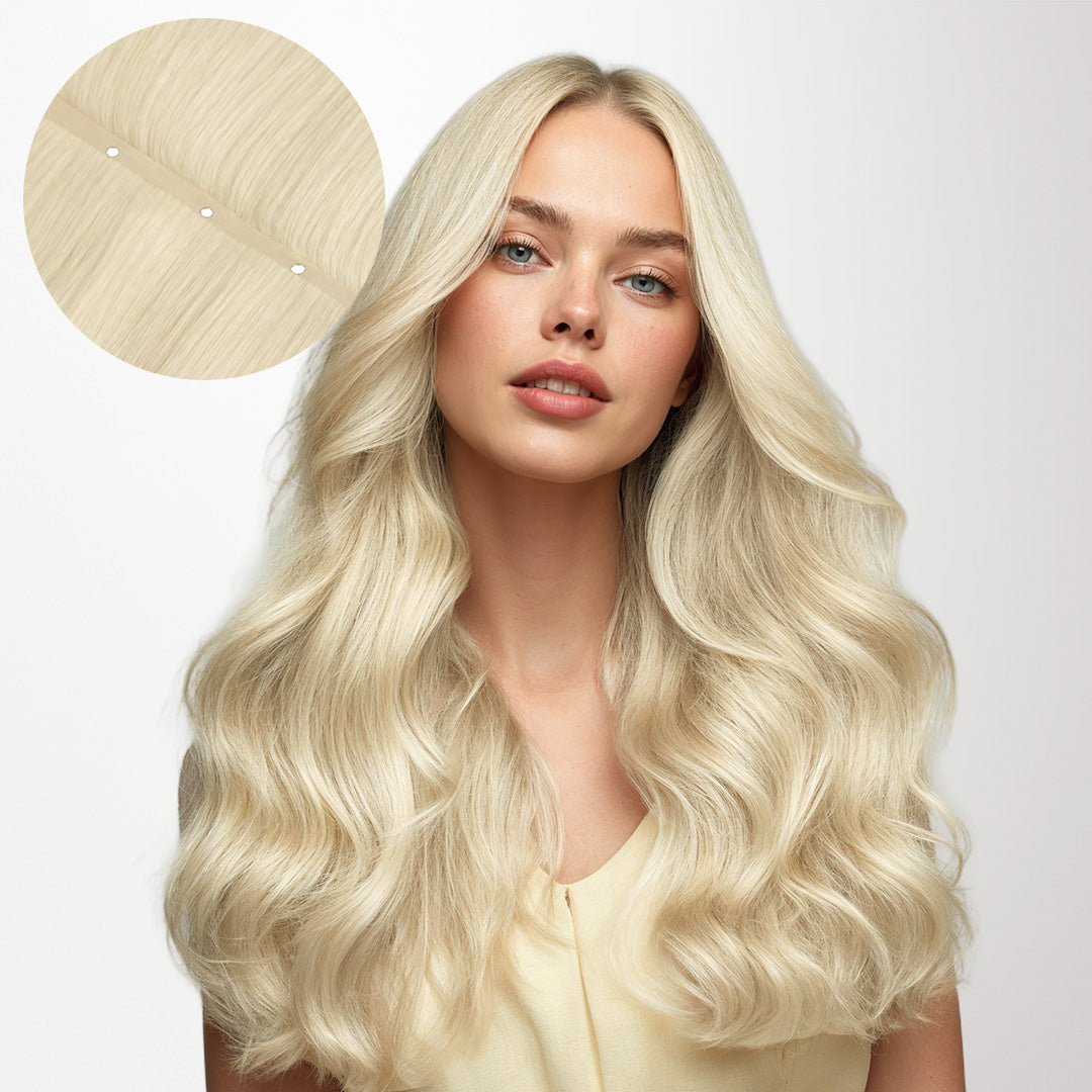 Platinum Blonde (60A) Butterfly Weft Hair Extensions (100g-150g)_100% Remy Human Hair.