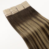  Caramel Blonde Balayage (4/27/4) Silky Straight Tape In Hair Extensions 50g_100% Remy Human Hair.