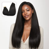 Natural Black (1B) Silky Straight Tape In Hair Extensions 50g