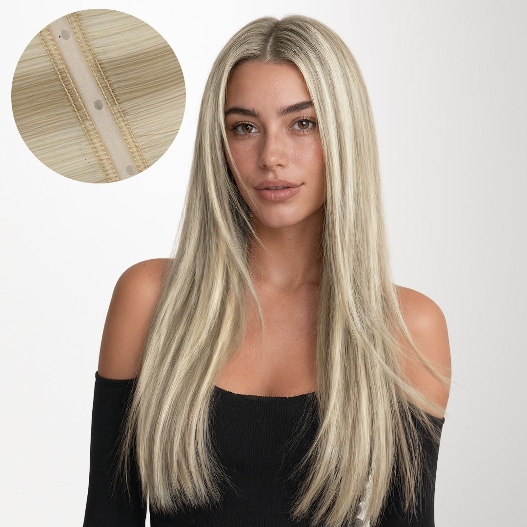  Dirty Blonde Highlights (18D/22F) Butterfly Weft Hair Extensions (100g-150g)_100% Remy Human Hair.