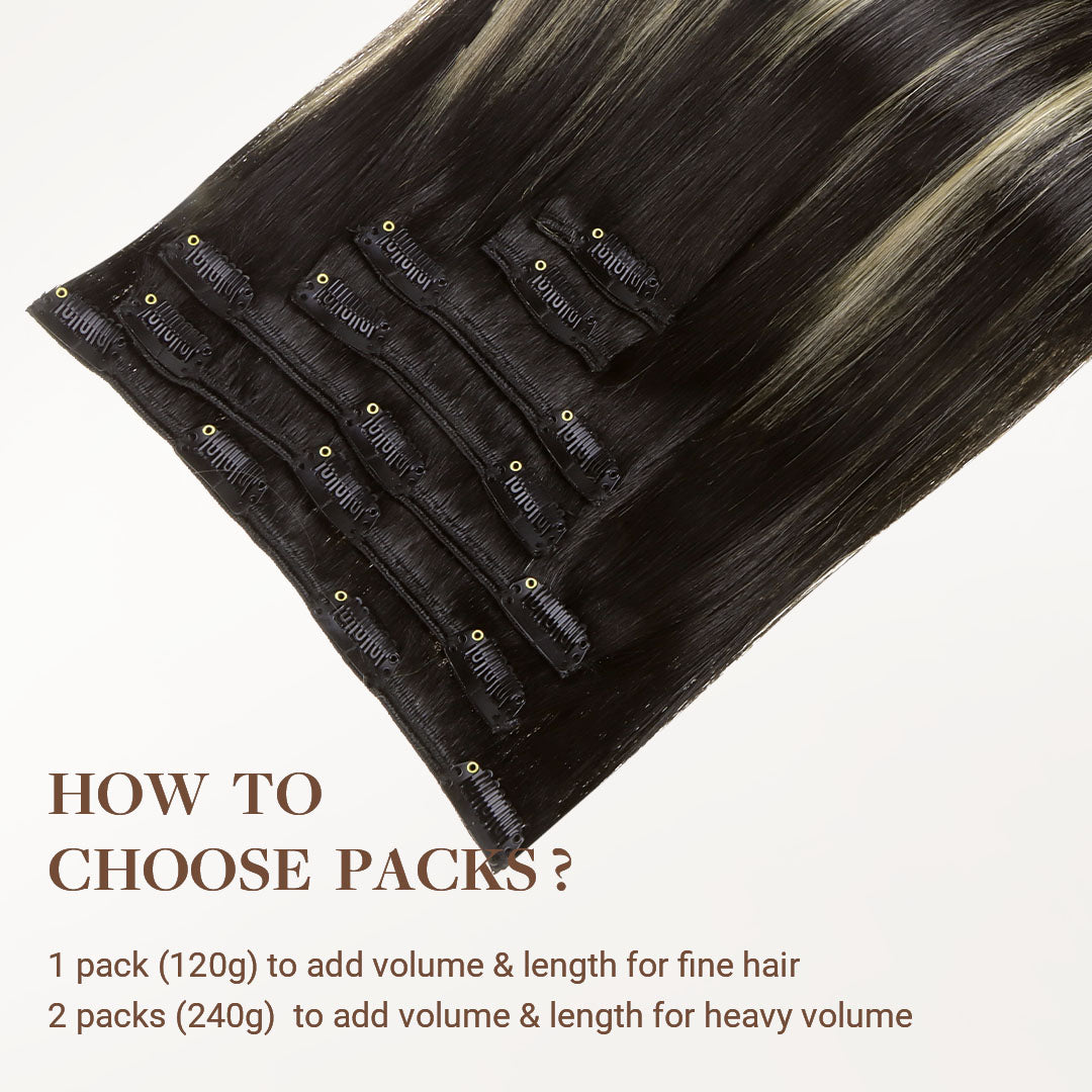 Black to Light Blonde Balayage (1B/19/1B) Classic Clip-Ins 120g [Clearance]_100% Remy Human Hair.