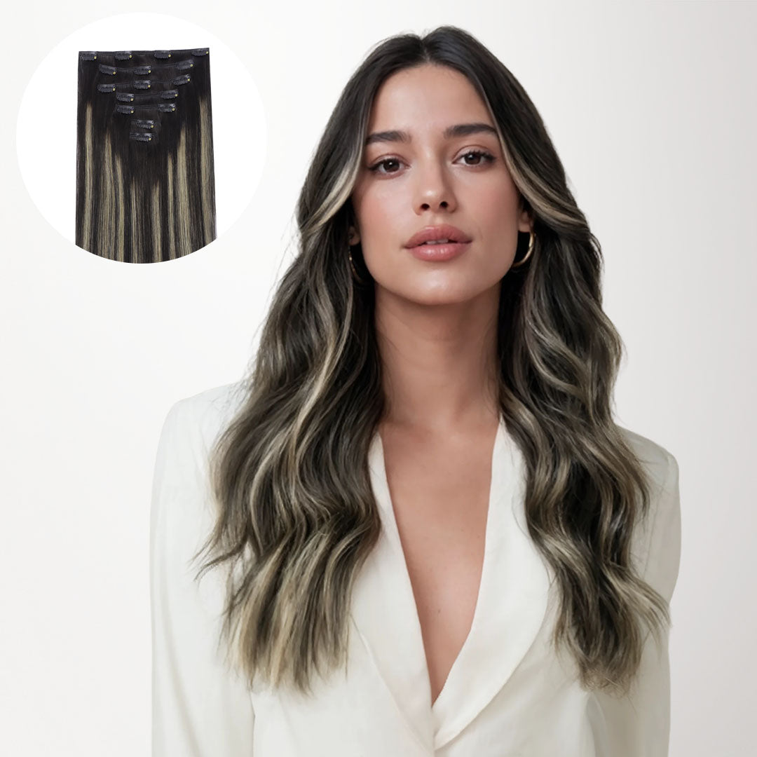Black to Light Blonde Balayage (1B/19/1B) Classic Clip-Ins 120g [Clearance]_100% Remy Human Hair.