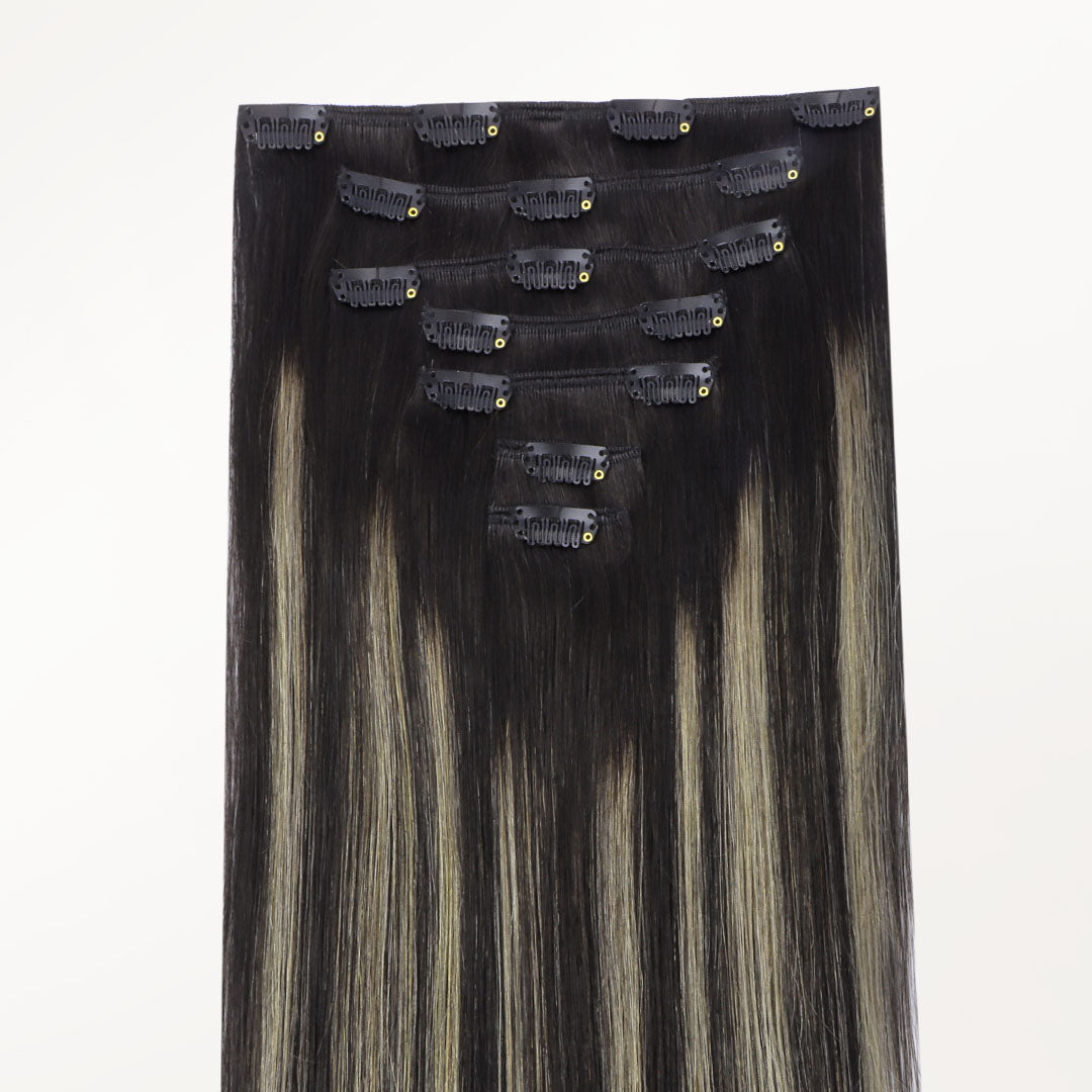 Black to Light Blonde Balayage (1B/19/1B) Classic Clip-Ins 120g [Clearance]_100% Remy Human Hair.