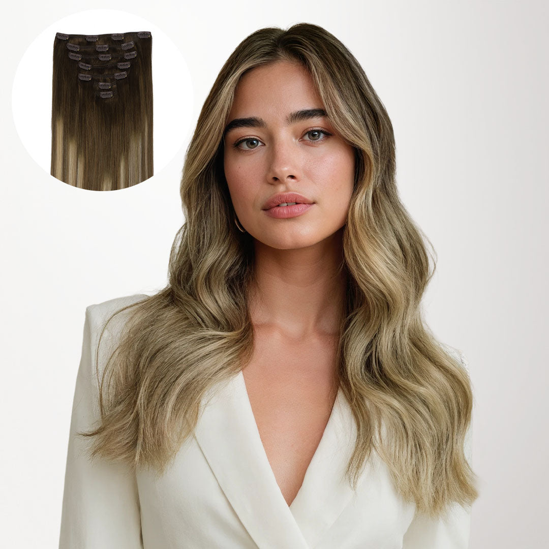 Bleach Blonde Balayage (3/8/613) Classic Clip-Ins (120g-150g)-100% Remy Human Hair.