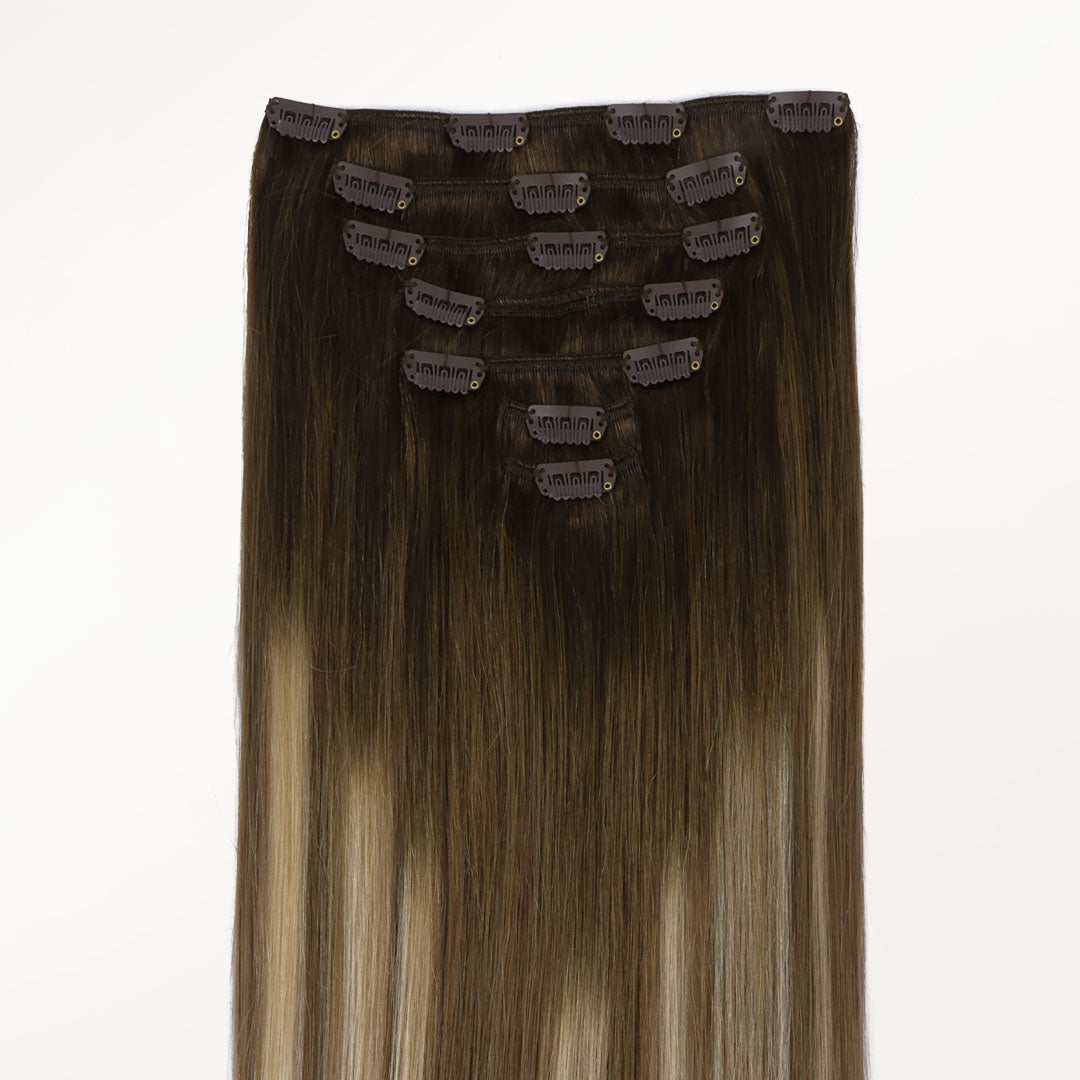 Bleach Blonde Balayage (3/8/613) Classic Clip-Ins (120g-150g)-100% Remy Human Hair.
