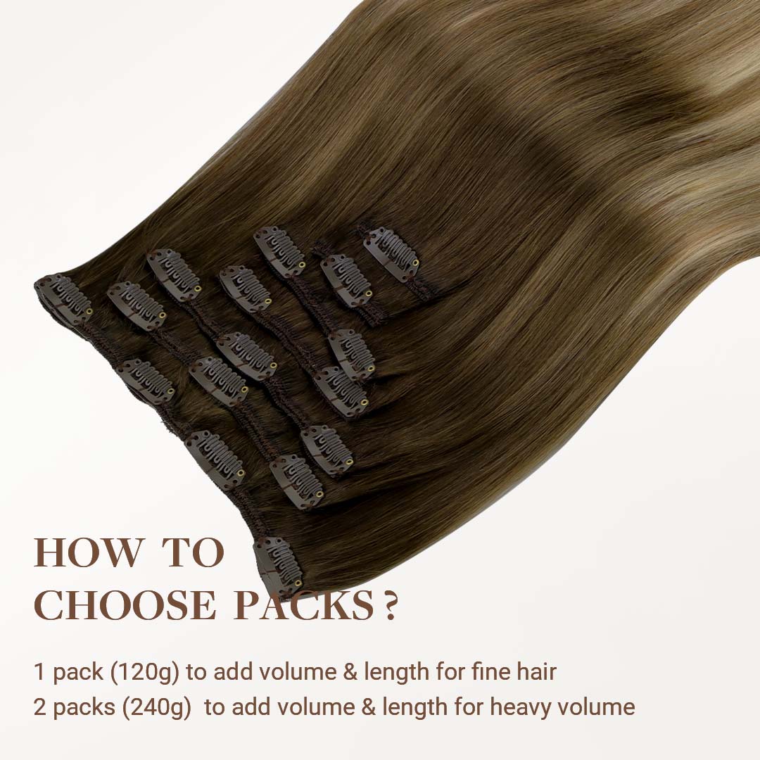 Bleach Blonde Balayage (3/8/613) Classic Clip-Ins (120g-150g)-100% Remy Human Hair.
