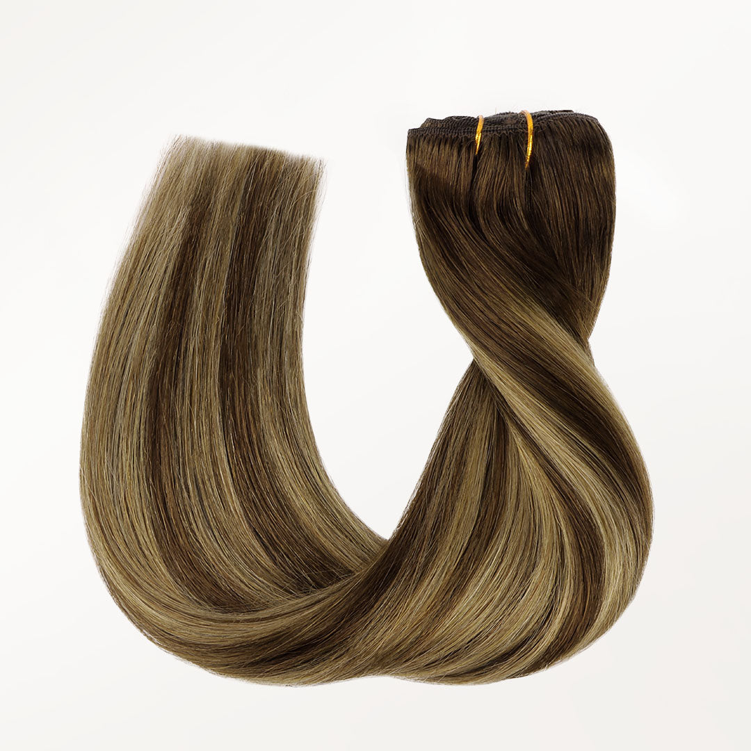 Caramel Blonde Balayage (4/27/4) Classic Clip-Ins [Clearance]_100% Remy Human Hair.