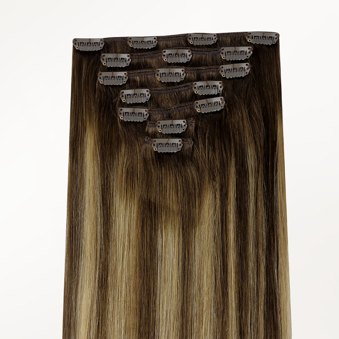 Caramel Blonde Balayage (4/27/4) Classic Clip-Ins [Clearance]_100% Remy Human Hair.