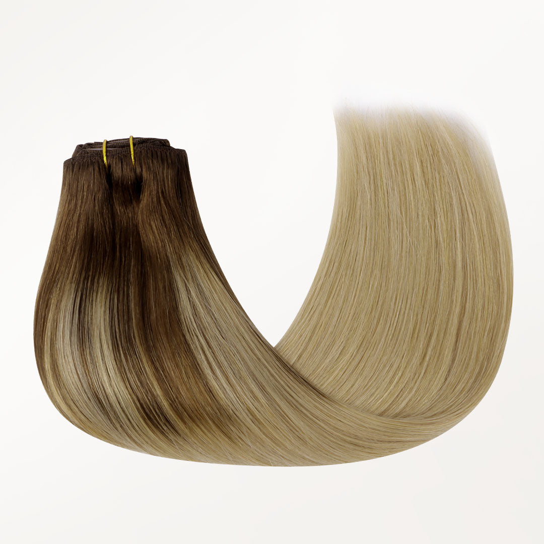 Chocolate Brown to Dirty Blonde (4/18) Classic Clip-Ins 120g [Clearance]_100% Remy Human Hair.
