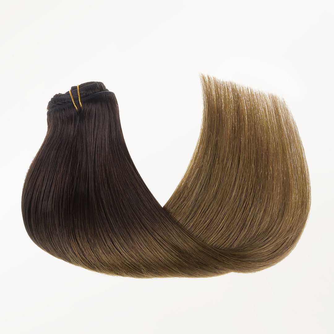 Chocolate Dip Color Melt (1D/2C/4E) Classic Clip-Ins (120g)_100% Remy Human Hair.