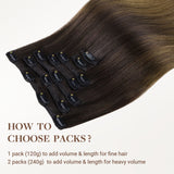 Chocolate Dip Color Melt (1D/2C/4E) Classic Clip-Ins (120g)_100% Remy Human Hair.
