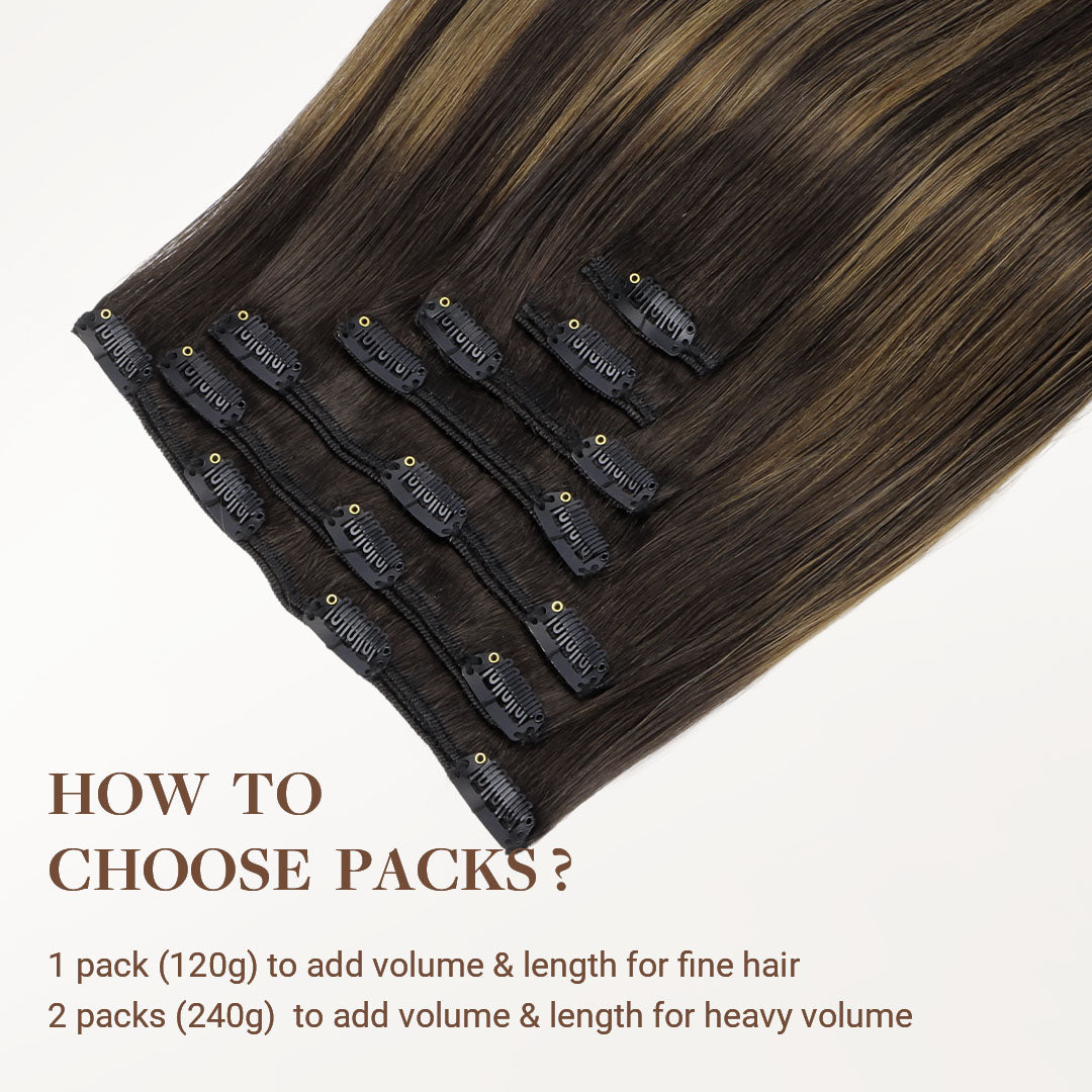 Dark Brown Balayage (2/6/2) Classic Clip-Ins [Clearance]_100% Remy Human Hair.