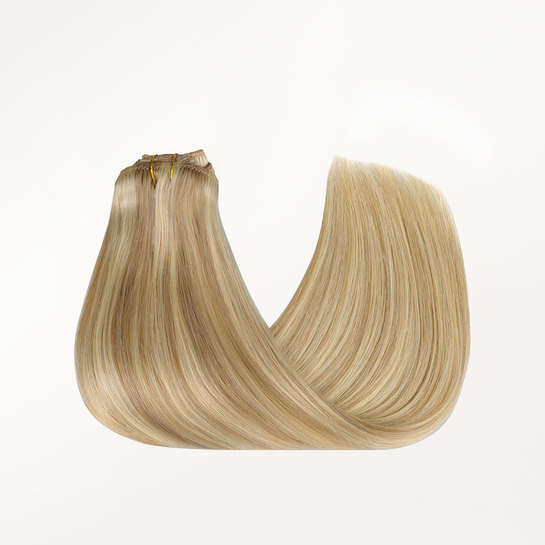 Dirty Blonde Highlights (18D/22F) Classic Clip-Ins (120g-130g)_100% Remy Human Hair.