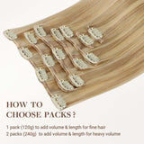 Dirty Blonde Highlights (18D/22F) Classic Clip-Ins (120g-130g)_100% Remy Human Hair.