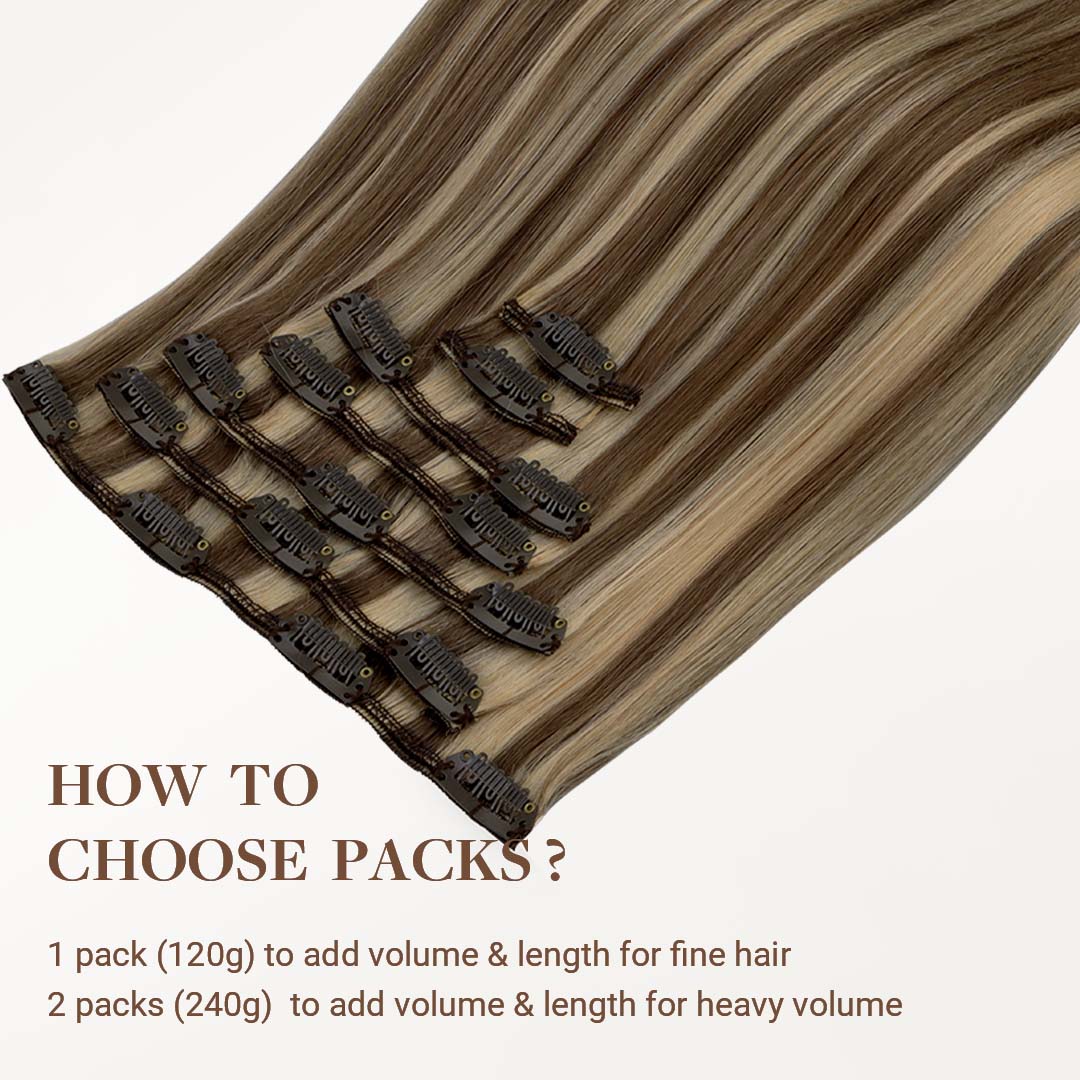 Golden Blonde Highlights (8B/60B) Classic Clip-Ins [Clearance]_100% Remy Human Hair.