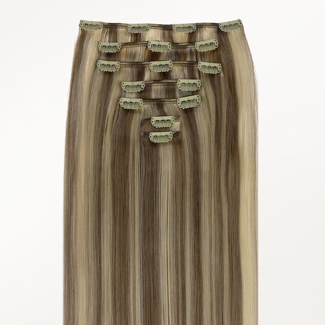 Golden Blonde Highlights (8B/60B) Classic Clip-Ins [Clearance]-100% Remy Human Hair.