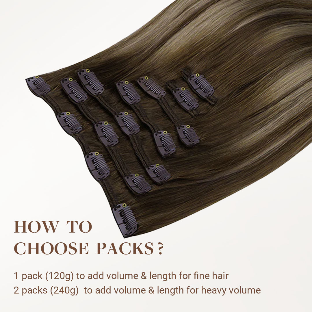 Honey Blonde Balayage (4/26/4) Classic Clip-Ins [Clearance]_100% Remy Human Hair.
