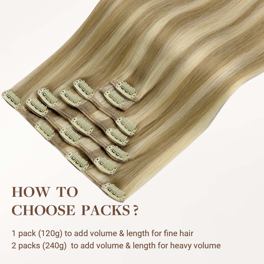 Light Blonde Highlights (16/22A) Classic Clip-Ins [Clearance]_100% Remy Human Hair.