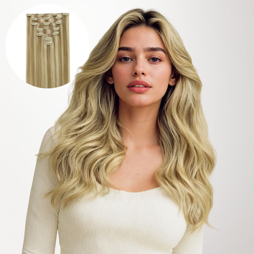 Light Blonde Highlights (16/22A) Classic Clip-Ins [Clearance]_100% Remy Human Hair.