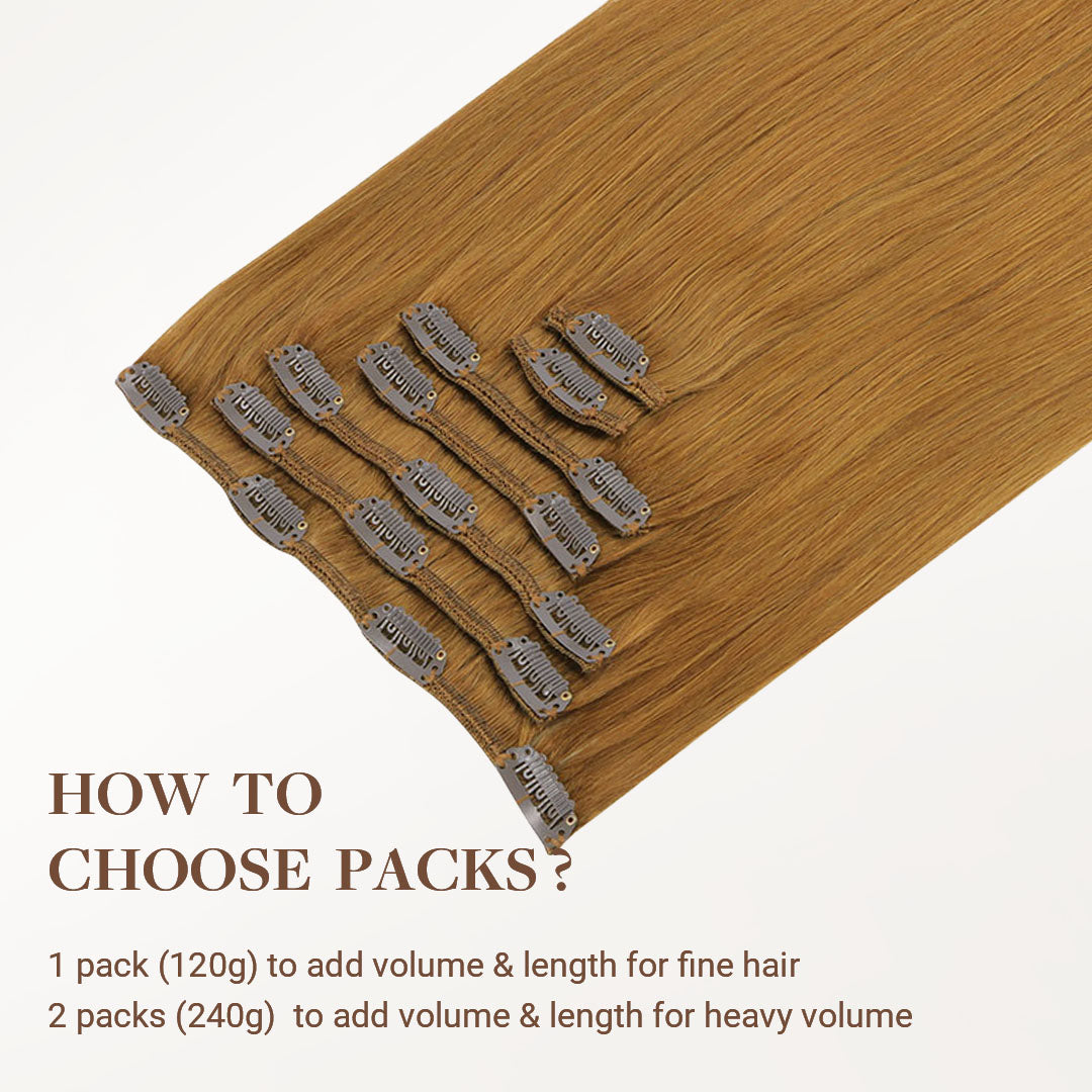 Medium Auburn Brown (30) Classic Clip-Ins (120g-130g) [Clearance]_100% Remy Human Hair.